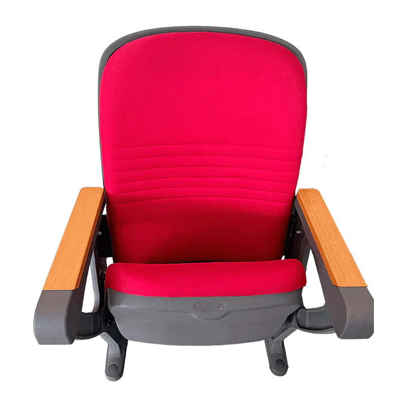 Chaise d'auditorium de théâtre pliante commerciale avec accoudoirs en bois